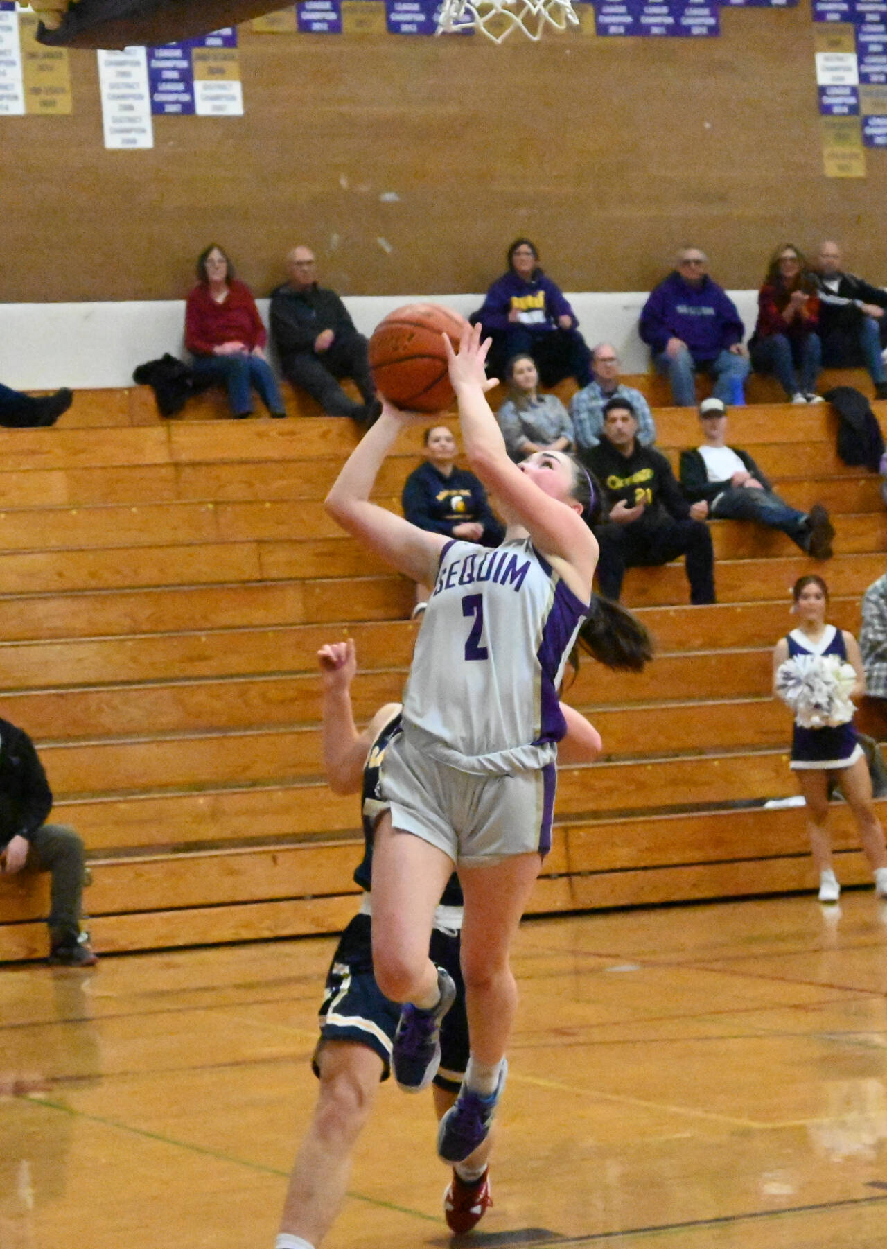 Sequim Gazette photo by Michael Dashiell / Sequim’s Hannah Bates scores two of her team-high 13 points int he fourth quarter of a 38-31 win over Bainbridge on Jan. 12.