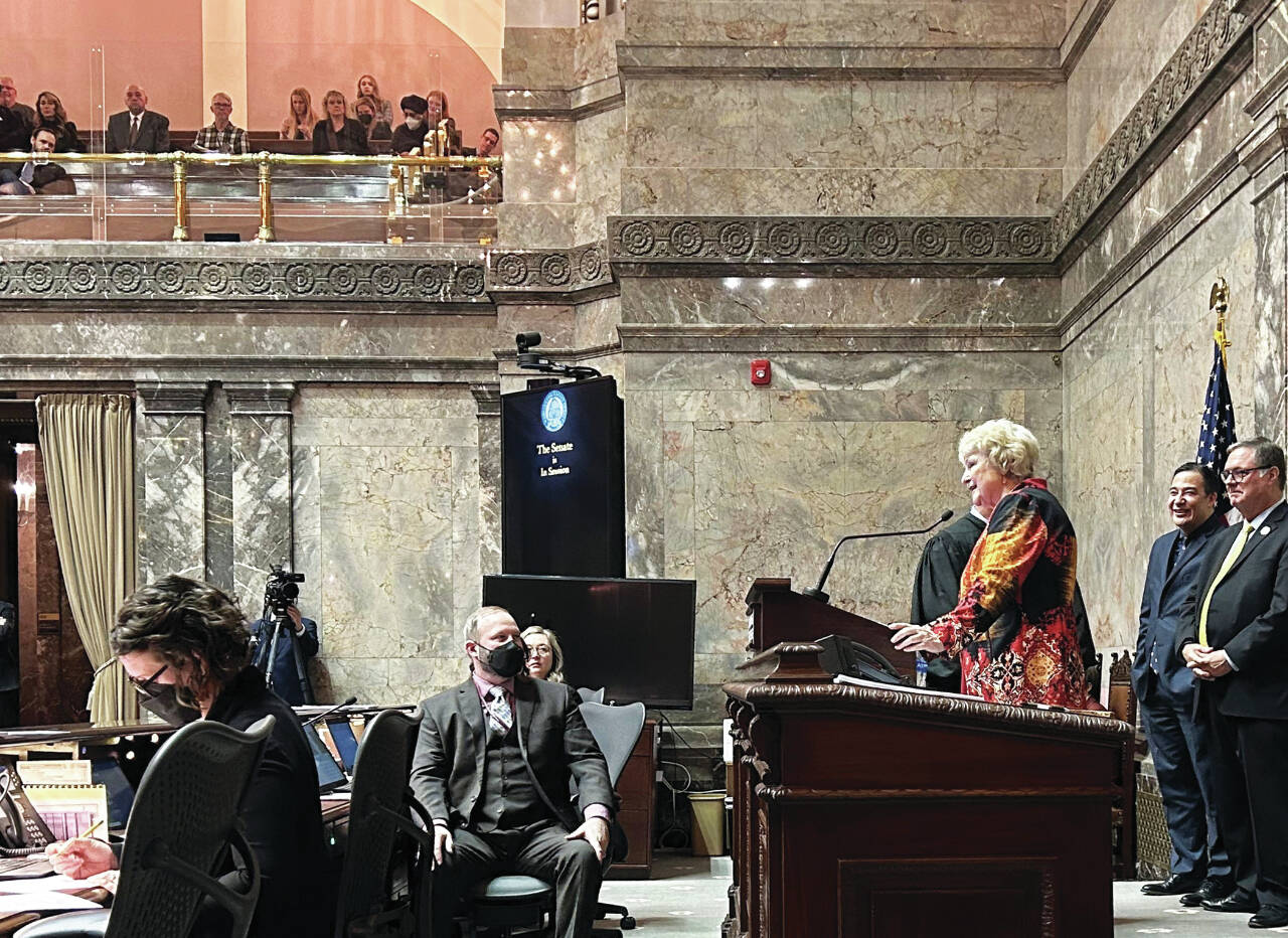 Photo by Alexandria Osborne/WNPA News Service/ The state Senate was gaveled into order on Jan. 9, with the first order of business was to establish rules that allow for in-person sessions.