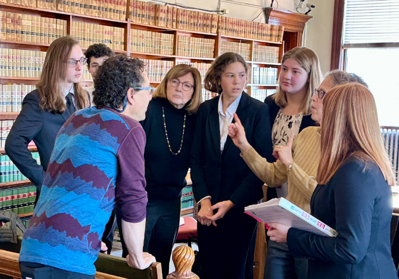 Submitted photo / Sequim High School’s Mock Trial club practices in Port Townsend for an upcoming competition.
