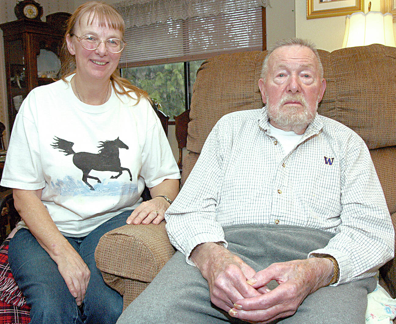Olympic Games gold medalist Joe Rantz and his daughter Judy Willman are pictured here in 2006, about a year before Rantz’s death. Sequim Gazette file photo by Michael Dashiell