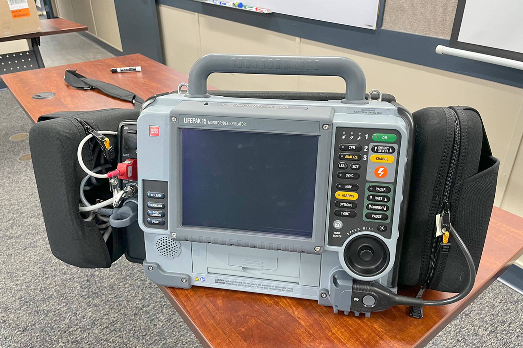 Sequim Gazette photo by Matthew Nash/ Clallam County Fire District 3 recently upgraded its cardiac monitors/defibrillators to LIFEPAK-15 devices on its ambulances and fire engines that Capt. Kolby Konopaski said are “the latest and greatest.”
