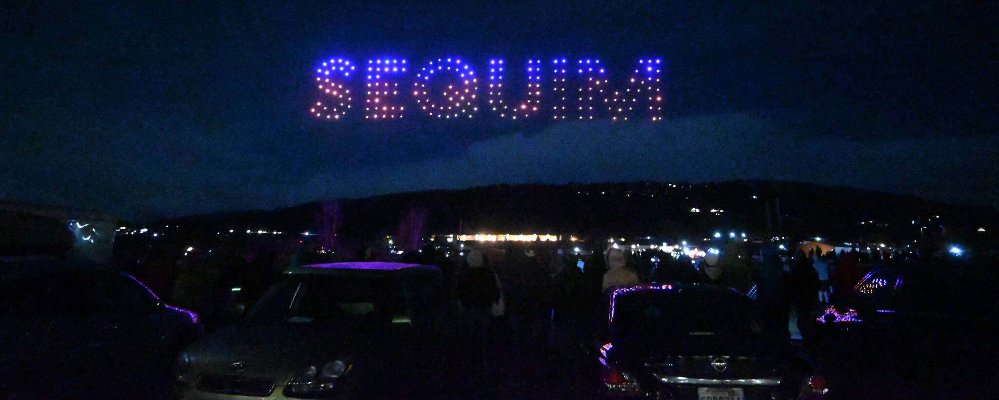 Sequim Gazette photos by Michael Dashiell
Organizers of the 2023 Sequim Sunshine Festival cap the weekend’s events with a 200-drone show above Carrie Blake Community Park on March 4.
