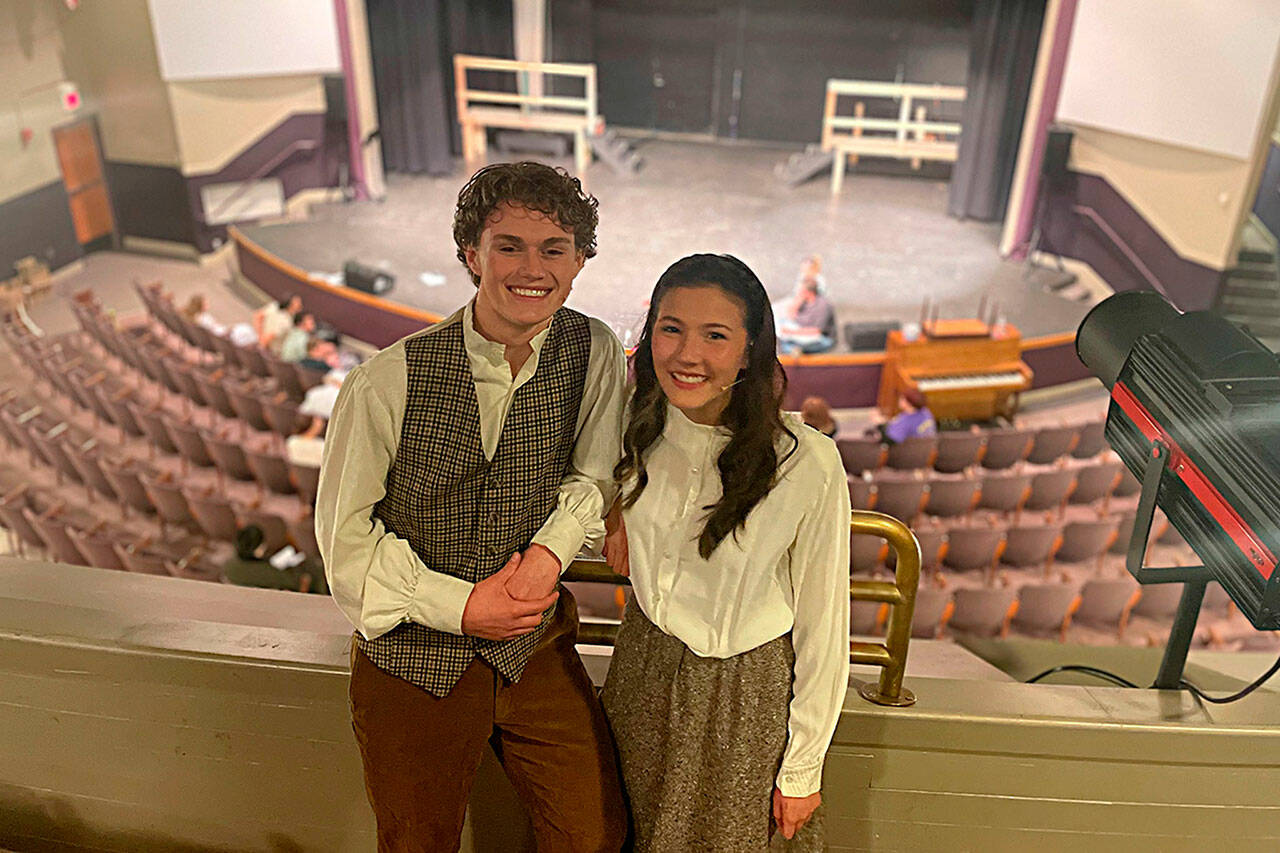 Sequim Gazette photo by Matthew Nash/ Keaton King and Danika Chen (Dmitry and Anastasia) are two of more than 35 Sequim High School students acting in or producing “Anastasia the Musical” for the 56th operetta. It runs May 4-13 in the school auditorium in tandem with Ghostlight Productions.