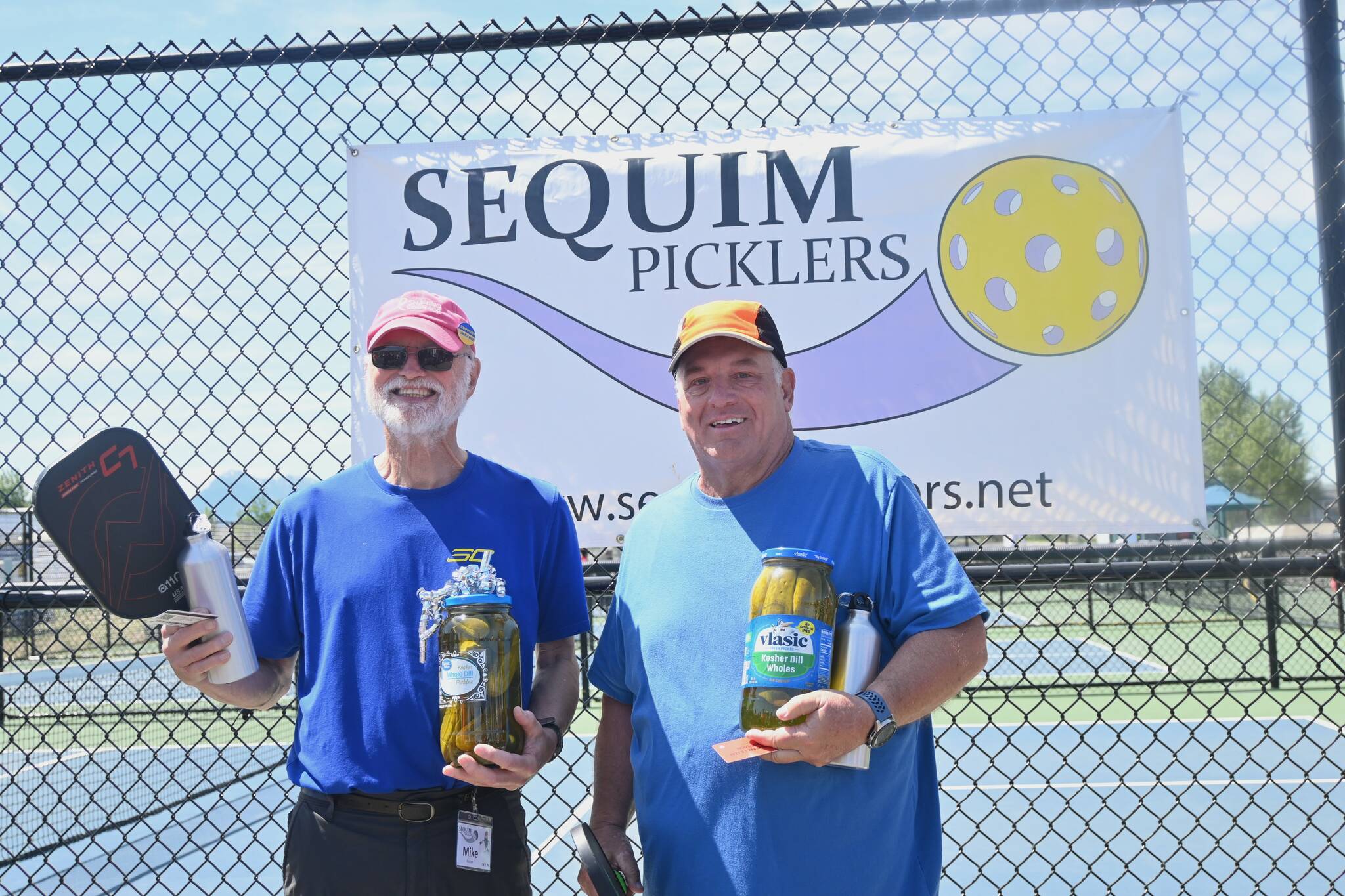 Sequim Gazette photo by Michael Dashiell / Mike Richer, left, and Kevin Jenks are Sequim Picklers’ 2023 Big Dill Fun Day tourney champs.