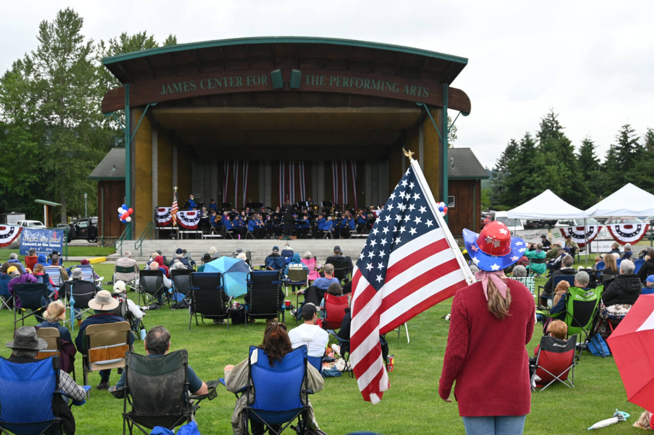 Sequim Gazette file photo by Michael Dashiell / The Sequim City Band entertains the Independence Day Celebration crowd at the James Center for Performing Arts in 2022.