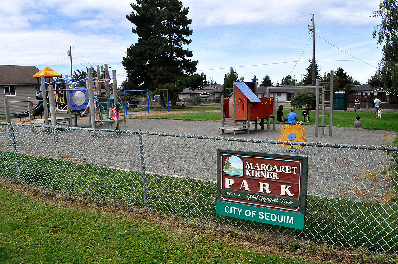 Sequim Gazette photo by Matthew Nash
City of Sequim officials seek community input via an online survey on potential playground redesigns on three city parks, including Margaret Kirner Park, Carrie Blake Community Park, and Dr. Standard Little League Park. They’ll use the designs to seek grant funding.