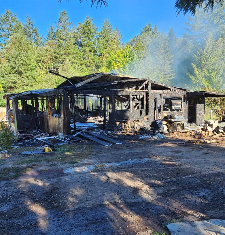 Photo courtesy of Clallam County Sheriff’s Office
A deceased male was found inside a structure fire on the 300 block the Blue Grouse Lane near East Sequim Bay in the early morning hours of Wednesday, Aug. 2. The Clallam County Sheriff’s Office later identified the man as 44-year-old Brian J. Long.