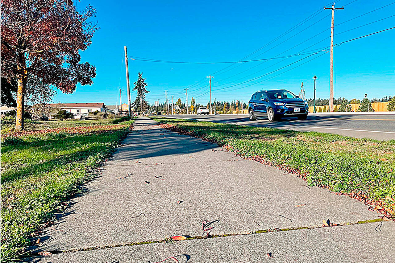 Sequim Gazette photo by Matthew Nash
Construction is anticipated to last through June 2024 along North Sequim Avenue to add sidewalk, bike lanes, turn lanes, and more with some grant funding meant to help improve routes for children to Sequim schools.