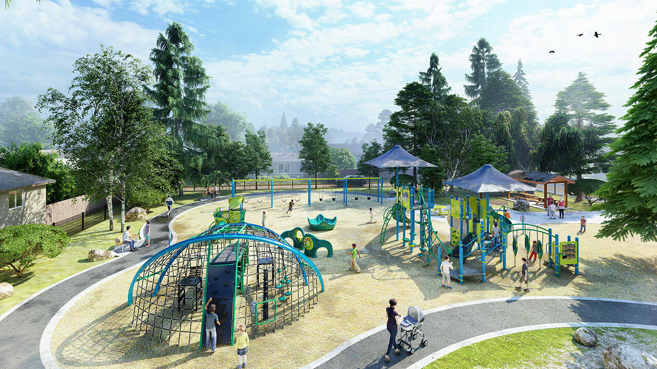 Photo courtesy City of Sequim
A possible redesign for new playground equipment in Margaret Kirner Park could incorporate more ladders and slides called “Chutes and Ladders.” Voters in a community survey preferred this option for the park.