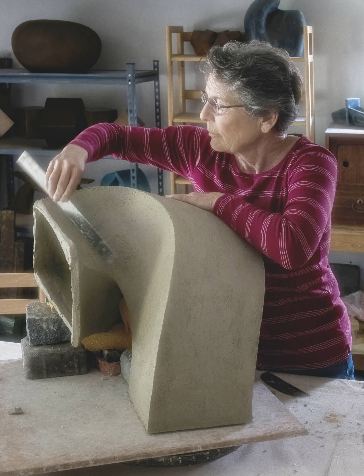 Photo courtesy of Peninsula College / Sculptor Jan Hoy (pictured) and photographer Harry von Stark see their artistry on display in a dual exhibit at Peninsula College’s PUB Gallery of Art through Jan. 26.