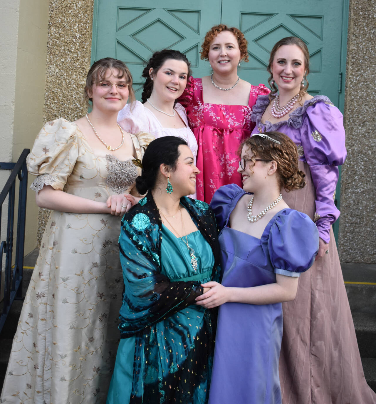 Photo courtesy of Port Angeles Community Players
Cast members of “Georgiana & Kitty - Christmas At Pemberley” enjoy a recent Jane Austen Tea. Pictured are (back row, from left) Wesley Vollmer, Olivia Wray, Cecie Gonzales McClelland and Sunshine Pederson, and (front row, from left) Poet XIX and Belle Robinson.
Photo courtesy of Port Angeles Community Players / Cast members of “Georgiana & Kitty — Christmas At Pemberley” enjoy a recent Jane Austen Tea. Pictured are (back row, from left) Wesley Vollmer, Olivia Wray, Cecie Gonzales McClelland and Sunshine Pederson, and (front row, from left) Poet XIX and Belle Robinson.