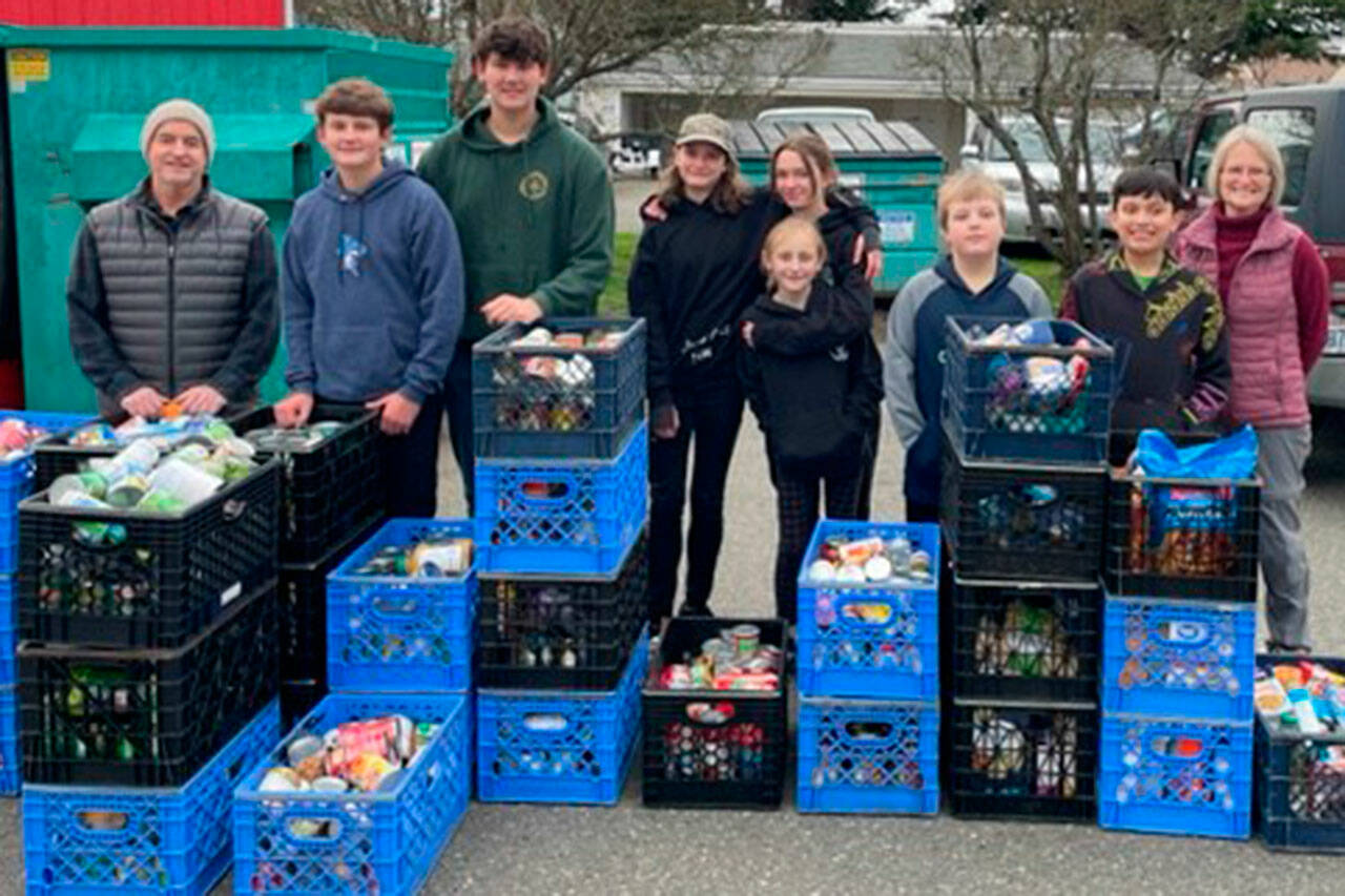 Photo courtesy Peninsula Adventist Elementary School
Peninsula Adventist Elementary School students helped during winter break at the Sequim Food Bank. They included, from left, parent Randal Wilson, Andrew Larson, Seth Larson, Isabella Salazar, Elora Wilson, Elyssa Cunningham, Max McMurray, Liam Shelley and teacher Lynn Berg.