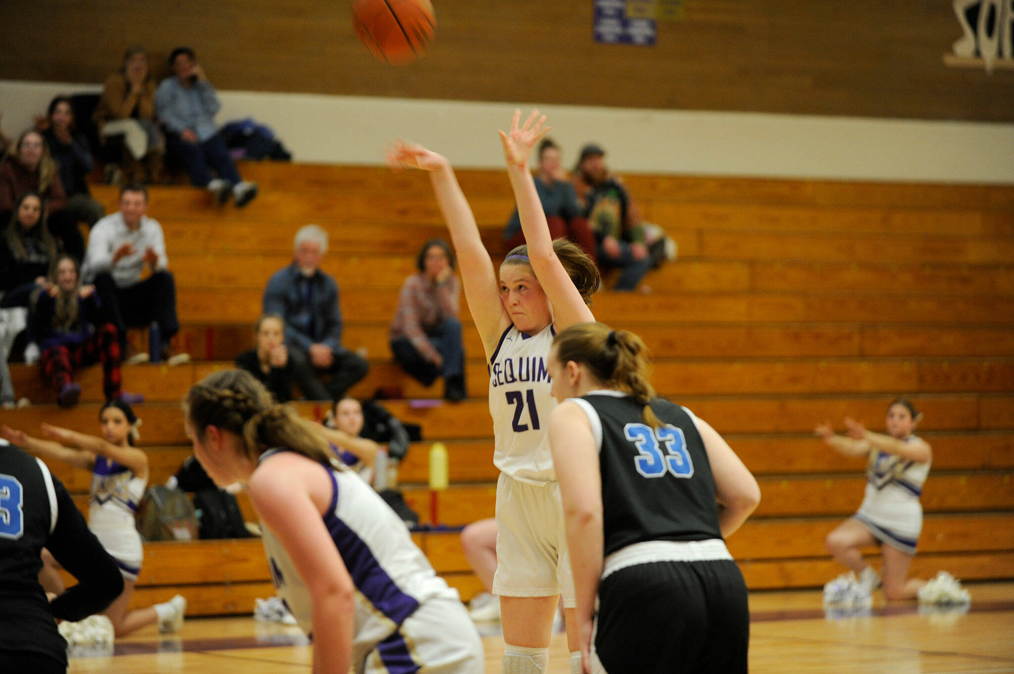 Sequim Gazette photo by Matthew Nash/ Libby Turella shoots a free throw late in a 73-66 win over North Mason.