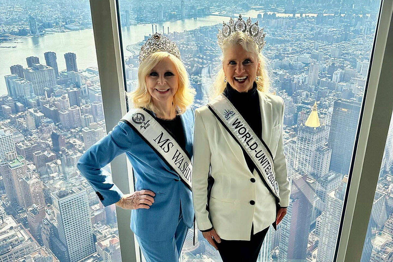 Photo courtesy Captain-Crystal
Cherie Kidd and Captain-Crystal Stout stand together for a photo above New York from the Empire State Building. The friends went to New York City to see a billboard of themselves in Times Square and to walk three runways during New York Fashion Week.