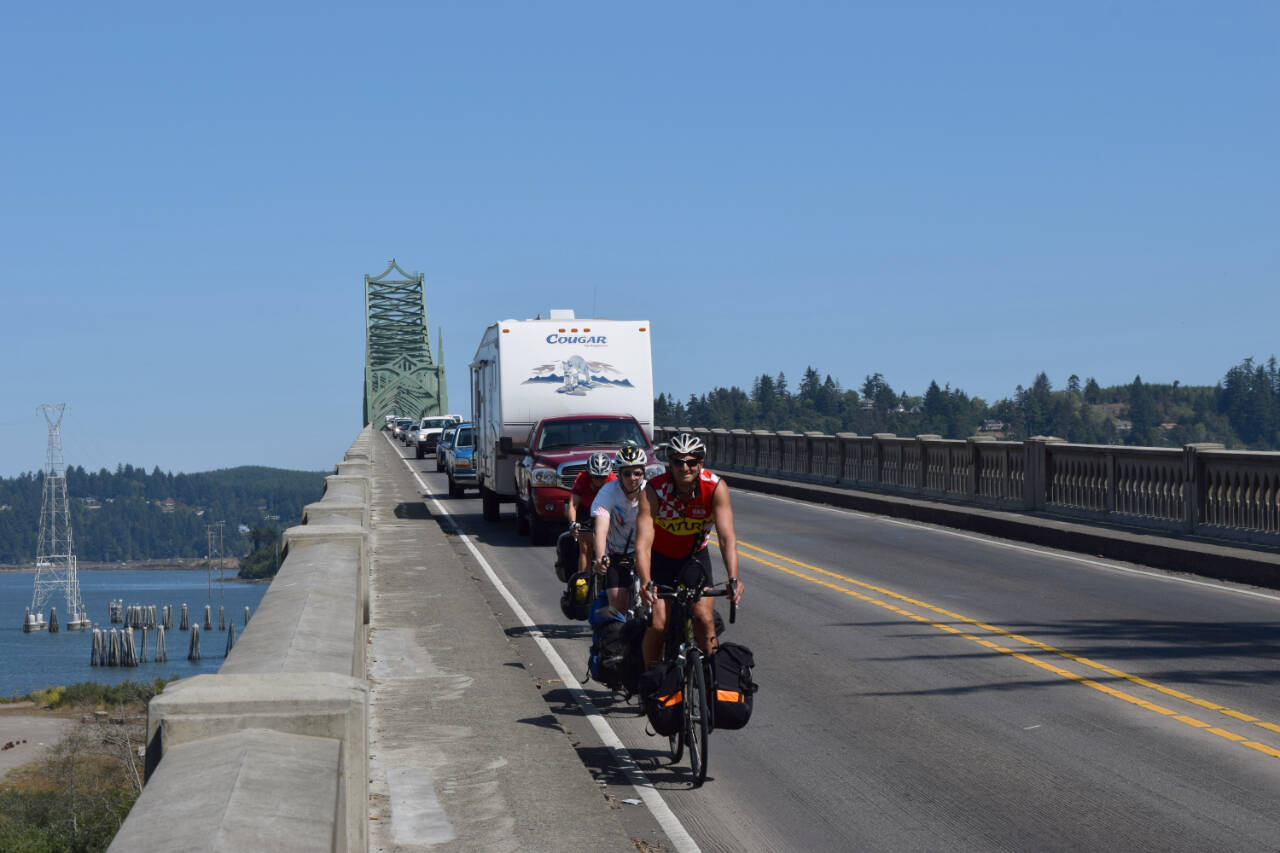 Photo courtesy of Bill Thorness / Pacific Coast cyclists must be prepared for bridges with no shoulder and regular road traffic that includes RVs and carloads of tourists.