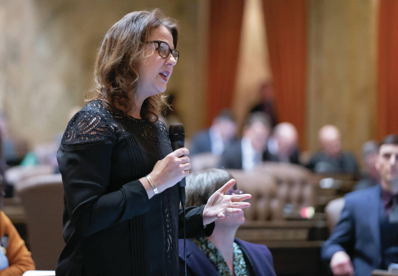 Photo courtesy of Washington House Democrats / Prime Sponsor Rep. Amy Walen, D-Kirkland, who is urging for equal work opportunities for undocumented immigrants, speaks on House floor.