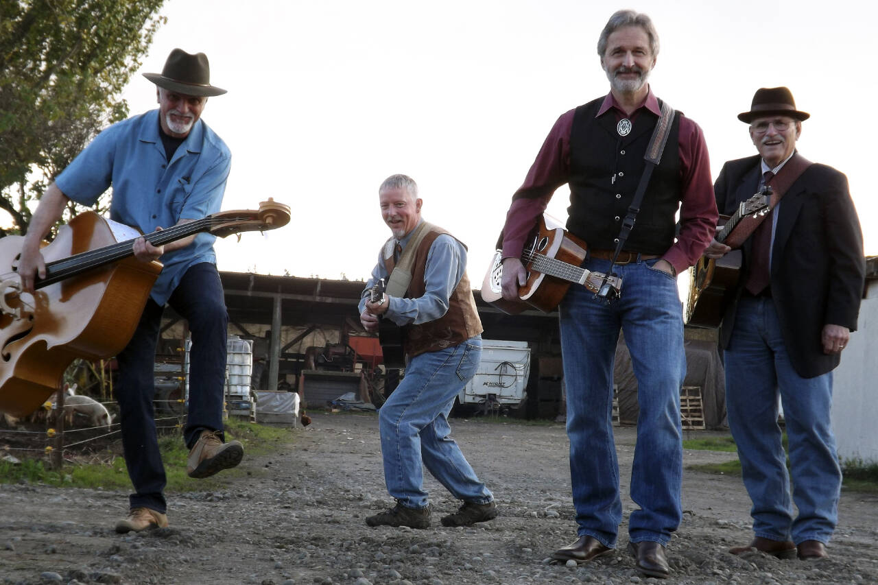 Photo courtesy of FarmStrong / John Pyles, Rick Meade, Jim Faddis and Cort Armstrong of FarmStrong play the Port Angeles Field Arts & Events Hall on Saturday, March 30.