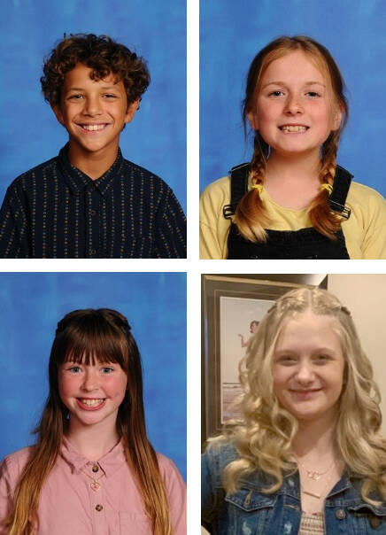 Photos courtesy of Sequim Elks / Sequim students who participated in the annual Americanism Essay Contest, sponsored by the national Elks Lodge, include (clockwise, from top left) River Moxley-Horgan, Olianna Brailey, Paisley Rain Scriver and Kendall Adolphe.