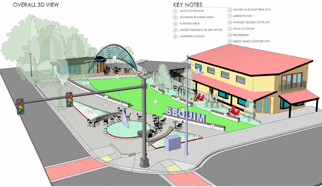 City of Sequim councilors chose the “Flow” design for Centennial Place at the northeast corner of Washington Street and Sequim Avenue. A newer design will incorporate some elements of other designs before being sent off to seek grant opportunities.