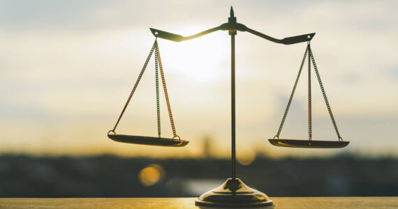 Scales of justice, Symbol of law and justice concept.