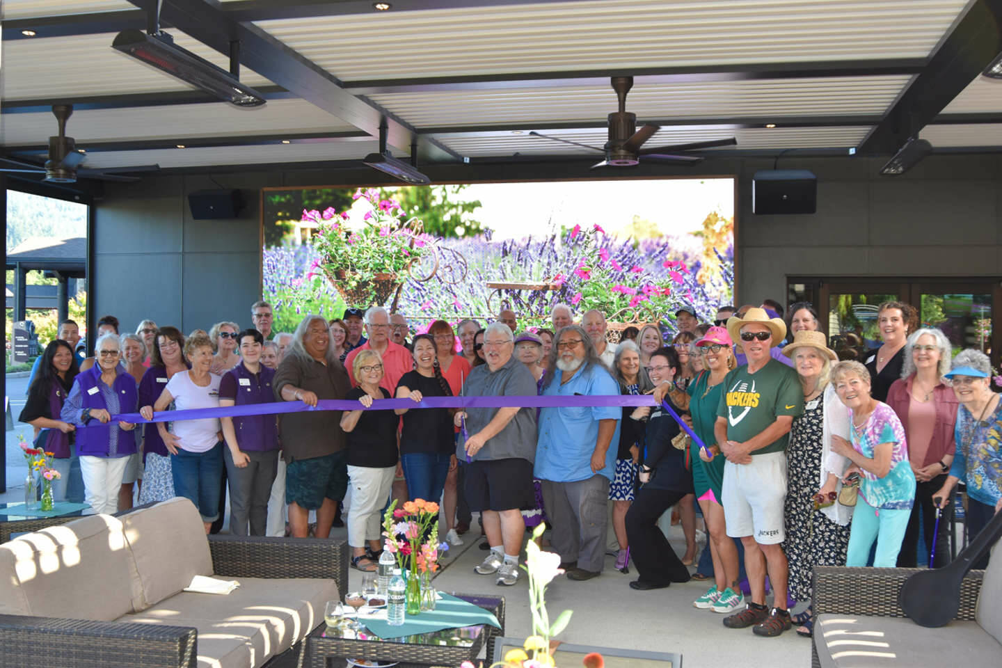 Photo by Time Catcher Photography
Ambassadors and officials with the Sequim-Dungeness Valley Chamber of Commerce joined members of the 7 Cedars Hotel & Casino team on Friday, Aug. 22 for the Grand Opening of 7 Cedars’ Prince Pavilion, a venue space on the hotel’s west side. The patio has an operable ceiling and operable walls, so it can be completely open or completely enclosed. The space is available for special events and has a bar and stage area.