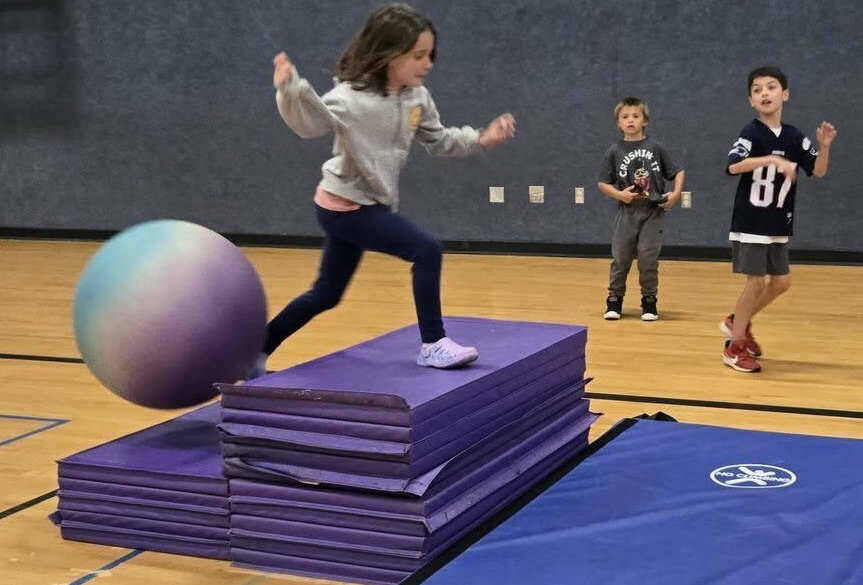 Photo courtesy of the Boys & Girls Clubs of the Olympic Peninsula
Vera Eksteen masters an obstacle course at the Sequim Boys & Girls Club while Hunter Brown, left, and Rome Martin look on.