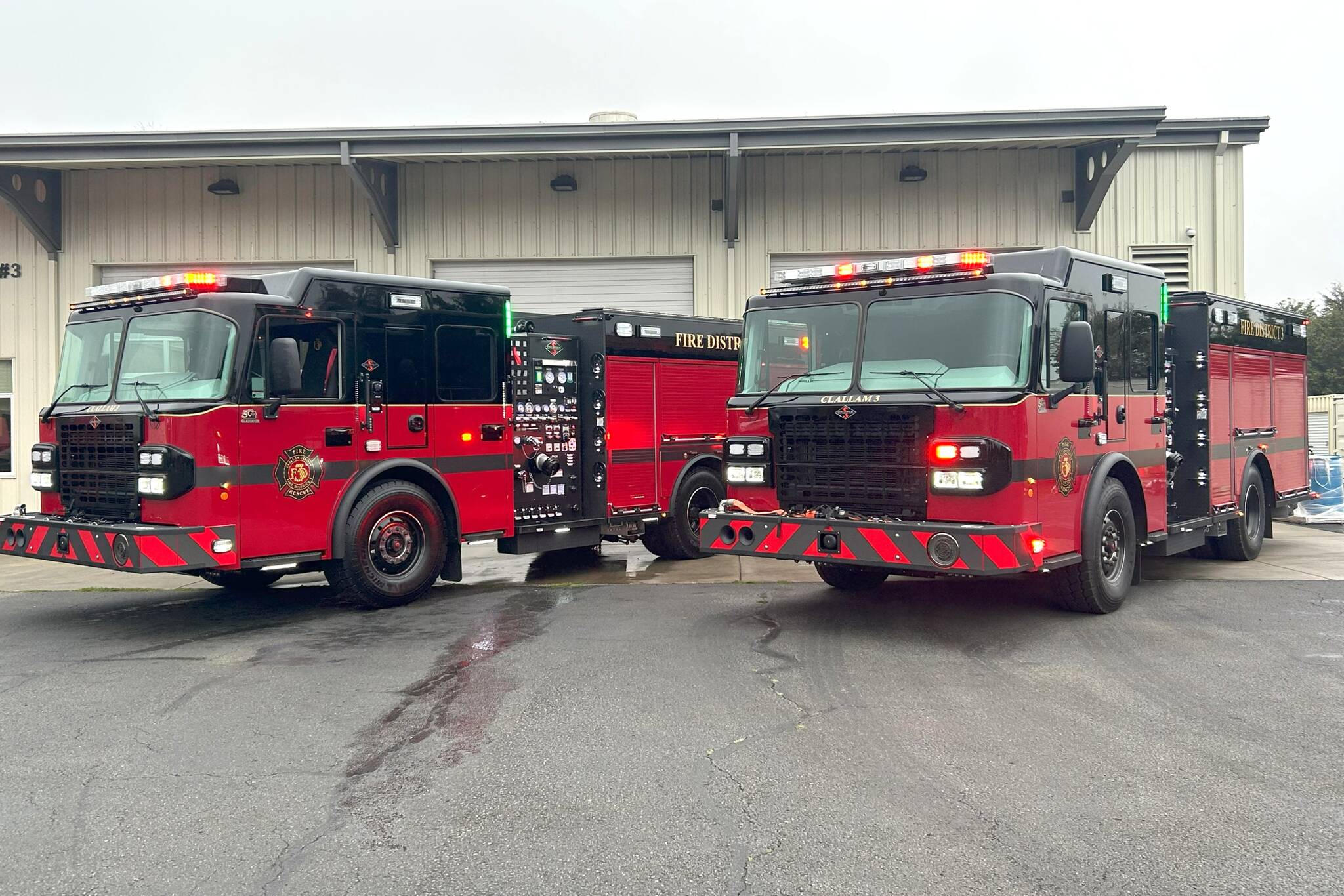 Sequim Gazette photos by Matthew Nash
Two new fire engines will go into daily use in Sequim and Carlsborg for Clallam County Fire District 3 in early November. A third new fire engine will arrive in early 2026 for Blyn’s fire station.