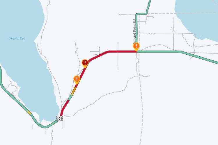 Image courtesy WSDOT/
Two wrecks were reported on the evening of Oct. 21 east of Sequim. In the first collision, one person has died, according to Washington State Patrol.