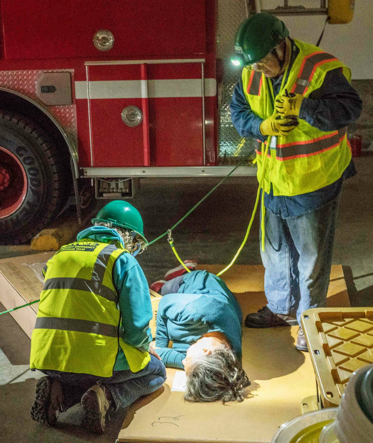 Photo courtesy CERT 
CERT volunteers participate in a training exercise.