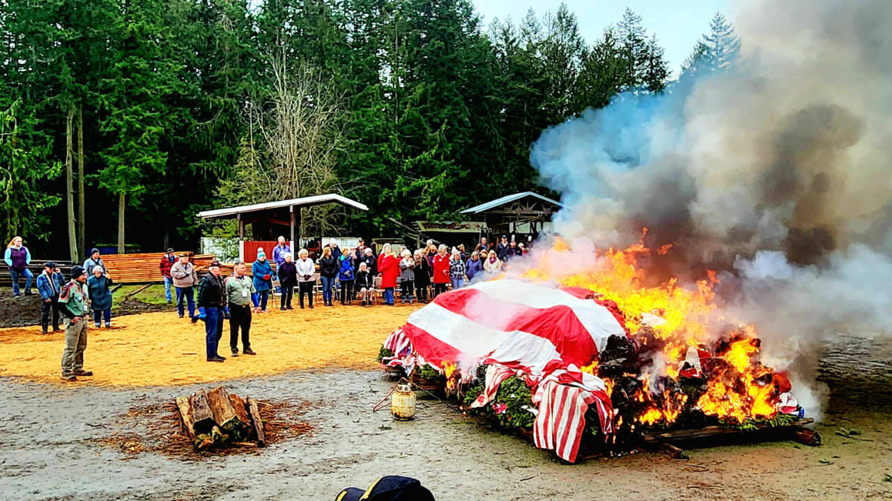 Photos by Steve Pascal
The annual ceremonial burning of veteran wreaths and worn and tattered United States flags is a solemn occasion.