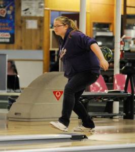 Sequim High junior Dakota Henderson works on her game at a practice at Laurel Lanes in Port Angeles last week.