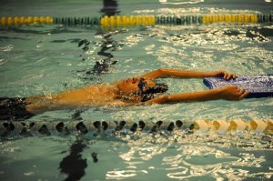 SHS captain Wendall Lorenzen gets  warmed up before a preaseon practice. Lorenzen and fellow Wolves are calling Port Angeles’ William Shore Pool home this season.