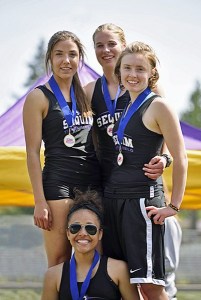 Sequim’s 4x200 relay team (clockwise from far left