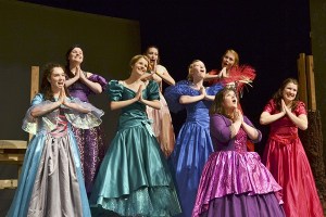 Stepsisters unite to sing “Stepsisters’ Lament” from Sequim High’s upcoming operetta “Cinderlla” running May 6-21. Performers include