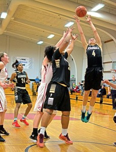 Peninsula’s Zhara Laster (4) goes up for a rebound in the Pirates’ 68-57 win at Olympic on Jan. 20. Laster chipped in 10 points