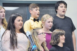 Sequim Middle School seventh- and eighth-grade choir members include (back row