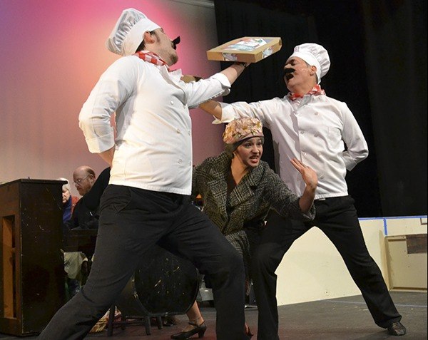 Pizza brothers James Willis and Joel Yelland join Sheenieka Dolan in the song “He Called Me” as part of Olympic Theatre Arts’ “I Love You