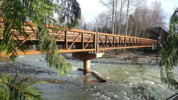 The newly built bridge at Railroad Bridge Park will open for use on Thursday