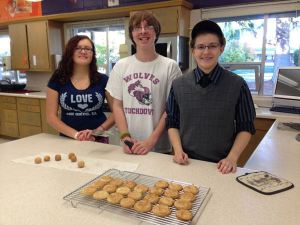 Carol Wagner’s advanced cooking class took on the assignment of creating an assortment of cookies for the Oct. 14 Sequim-Dungeness Valley Chamber of Commerce luncheon drawing. Lucky recipients were Janet Gray of the Sequim Boys & Girls Club and Janae Birkland of Sequim Health and Rehab. The cooking class students also prepared dinner for the Career/Technology Education (CTE) department’s advisory board meeting held Oct. 14.  Above