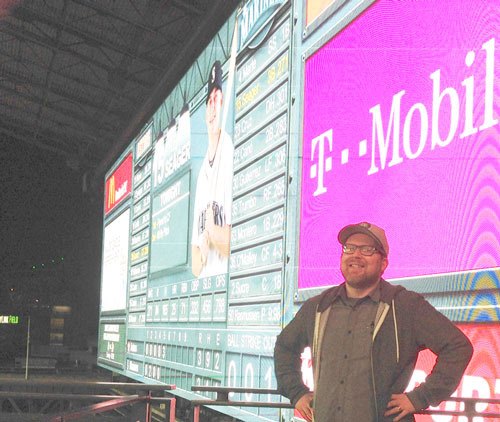 I (Matthew Nash) take a heroic pose as I foreshadow Kyle Seager’s impending home run.