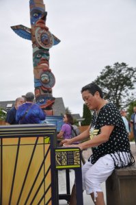 Liz Tomisato of Sequim tickles the ivories at the Sequim Civic Center at the July First Friday Art Walk. Three pianos will remain on Sequim’s streets through July 30.