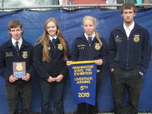 Sequim’s livestock judging team of (from left) Jamie Schroepfer