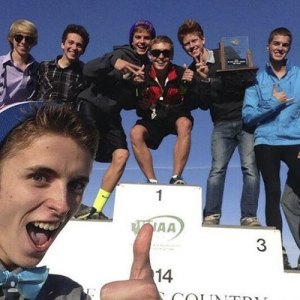 Second place at state? Why not take a selfie? SHS senior Mikey Cobb (foreground) snaps a pic of teammates (from left) Wendall Lorentzen