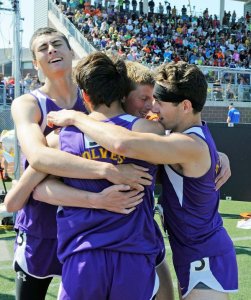 Sequim High School’s 4x400 relay team — from left
