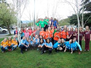 Competitors in the 2015 Battle of the Books event take a break from the competition.