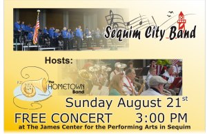 Sequim City Band plays a concert at The James Center for the Performing Arts at 3 p.m. Aug. 21