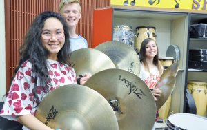 Sequim High School percussion students (from left) Cathy Dao