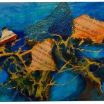 &ldquo;On the Strait&rdquo; is part of Linda Stadtmiller&rsquo;s musical note mixed media series. She continued it after having a stroke in May 2015.