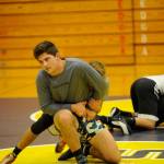 Adrian Klarich tries to escape a hold by Craig Baker at a recent practice. Both boys made state last year and trained hard in the offseason hoping for better results in their senior seasons. Sequim Gazette photo by Matthew Nash