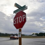 Clallam County Roads Department staff says one option for improving safety at the intersection of Sequim-Dungeness Way and Woodcock Road might include installing a roundabout. Ross Tyler, county engineer, said a roundabout likely wouldn&rsquo;t reduce vehicle wrecks but it could reduce the severity of the wrecks compared to a four-way stop. Sequim Gazette photo by Matthew Nash